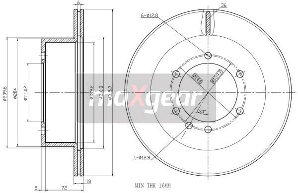 TARCZA HAMULCOWA TYŁ NISSAN PATROL Y60 Y61 MaXgear 19-2408