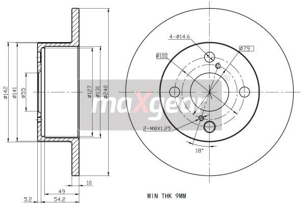 TARCZA HAMULCOWA TYŁ TOYOTA COROLLA MaXgear 19-2344