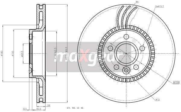 TARCZA HAMULCOWA PRZÓD VOLVO S70 S90 V70 V90 319X26 MaXgear 19-2429