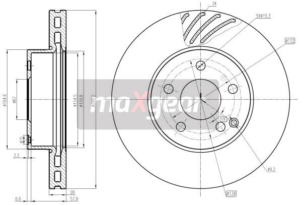 TARCZA HAMULCOWA PRZÓD MERCEDES W204 C180-300B CDI W212 200-250 295MM MaXgear 19-1953