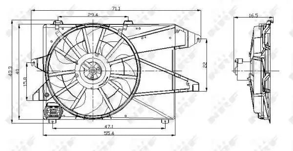 Wentylator chłodnicy Ford MONDEO 93-96 1,6-2,0 380W  z obudową  NRF 47260