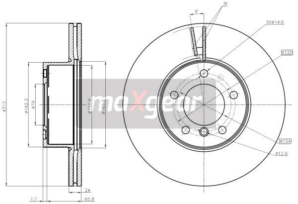 TARCZA HAMULCOWA PRZÓD BMW E90 10- F20 F30 MaXgear 19-1941