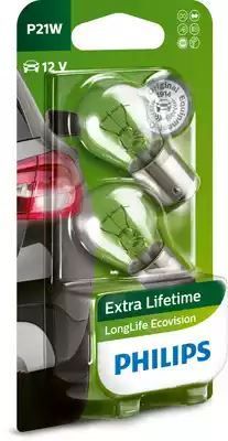 Żarówka P21W 12V 21W BA15S LONGLIFE ECOVISION 2SZT BLISTER CENA ZA 2 SZT JEDNOWŁÓKNOWA Philips 12498LLECOB2