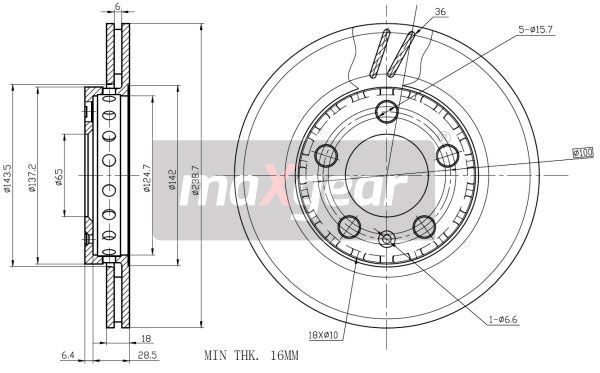 TARCZA HAMULCOWA PRZÓD VW POLO FABIA MaXgear 19-0821
