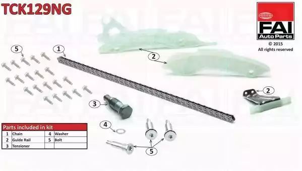 ZESTAW ŁAŃCUCHA ROZRZĄDU CITROEN C3 (09- ) BEZ USZCZELNIENIA, BEZ KÓŁ FAI Auto Parts TCK129NG