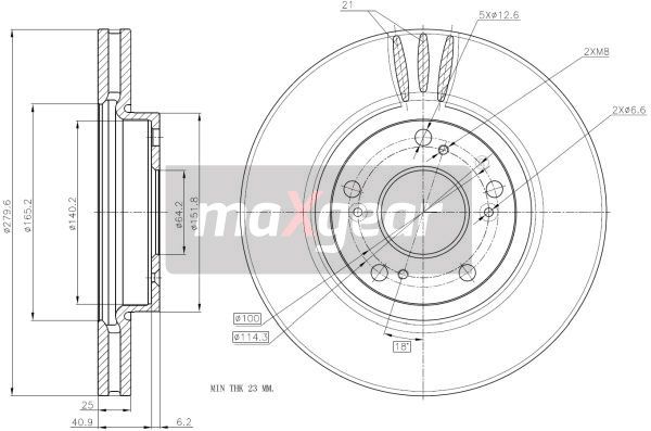 TARCZA HAMULCOWA PRZÓD HONDA ACCORD 03- 15 MaXgear 19-1951