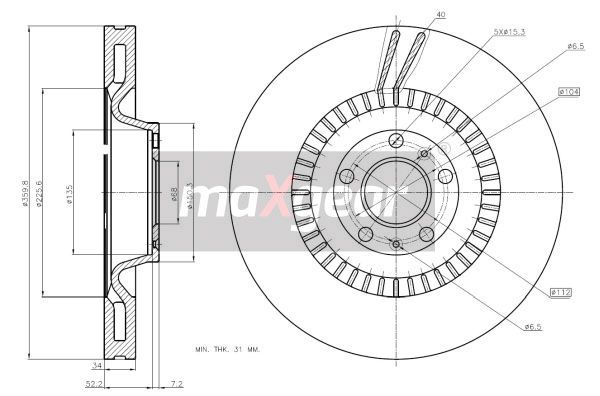 TARCZA HAMULCOWA PRZÓD A8 03- 360MM MaXgear 19-2020