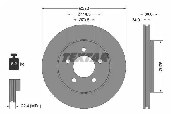Tarcza hamulcowa przód Chrysler VOYAGER 95-01 282X24 Textar 92108700