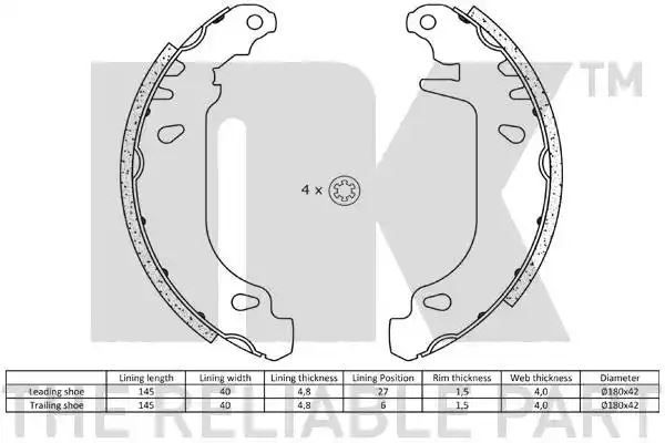 Szczęki hamulcowe Renault CLIO 5 9 11 18 19 21 SYST NK Autoparts 2739476