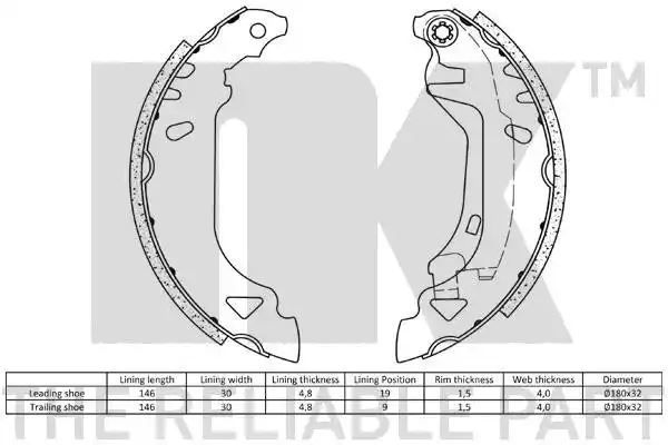Szczęki hamulcowe Fiat TIPO TEMPRA  1,4-1,6 NK Autoparts 2723482