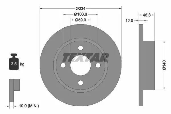 Tarcza hamulcowa przód Nissan MICRA 93-02 Textar 92063300