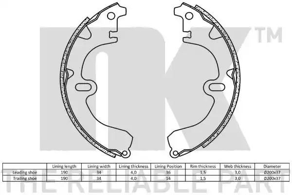 Szczęki hamulcowe Toyota CARINA 87- NK Autoparts 2745392
