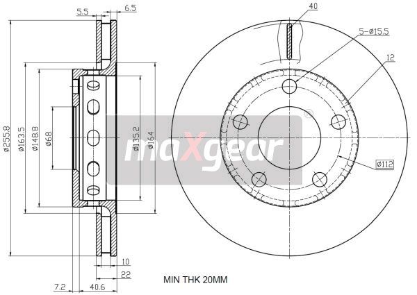 TARCZA HAMULCOWA TYŁ A4 PASSAT QUATTRO MaXgear 19-2450