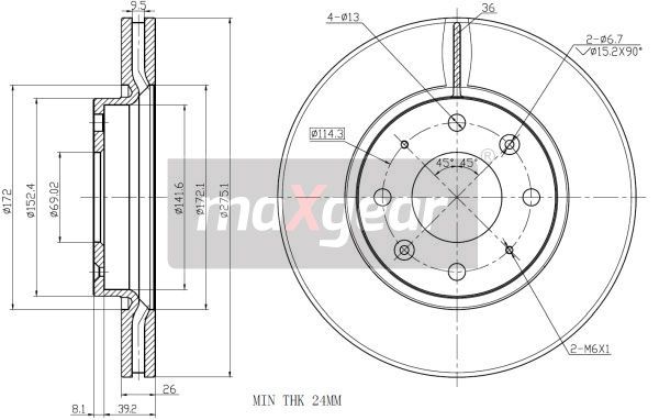 TARCZA HAMULCOWA PRZÓD KIA CERATO 04- MaXgear 19-2475