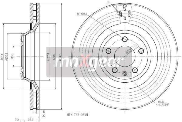 TARCZA HAMULCOWA PRZÓD A6 04- 347MM MaXgear 19-2492
