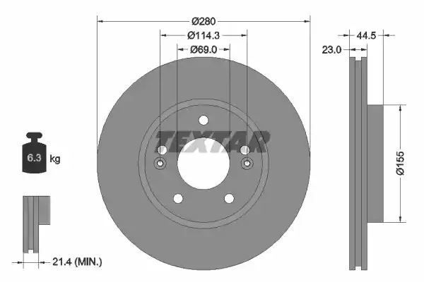 TARCZA HAM. KIA P. CEED 12- KOŁA 15 Textar 92243103