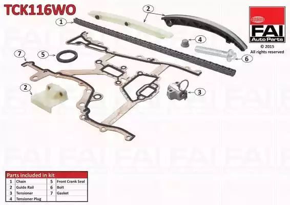ZESTAW ŁAŃCUCHA ROZRZĄDU OPEL DOHC ASTRA H 04-09,ASTRAVAN MK V 05-,COMBO MK II 04-,CORSA C 03-/D 06-/MK IV 06-/VAN MK III 03-06 FAI Auto Parts TCK116WO