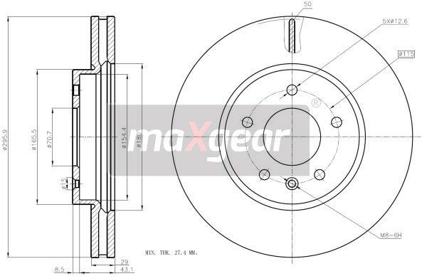 TARCZA HAMULCOWA PRZÓD OPEL ANTARA CAPTIVA MaXgear 19-2369