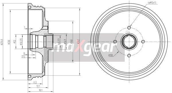 BĘBEN HAMULCOWY CADDY 94-00 230X51 MaXgear 19-2425