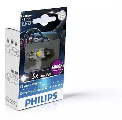 ŻARÓWKA RURKOWA 12V/1W 10,5X43 LED FESTOON X-TREMEVISION 6000K SV8,5 Philips 129466000KX1
