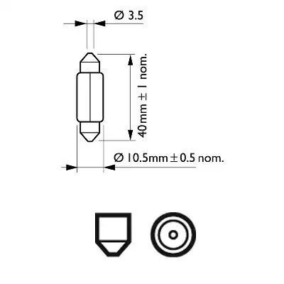 ŻARÓWKA RURKOWA 12V/5W 10,5X40MM Philips 12864CP