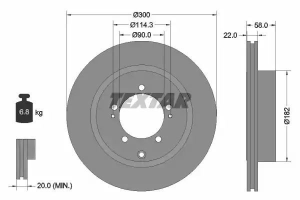 Tarcza hamulcowa tył Mitsubishi LANCER VI 2.0 16V 08.96-08.03 Textar 92170603