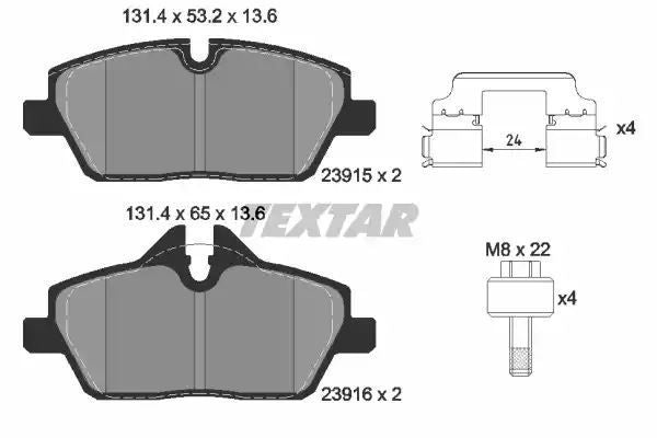 Klocki hamulcowe przód BMW I3 13- ELECTRIC HYBRID 131,4x53,2x13,6 Textar 2391508