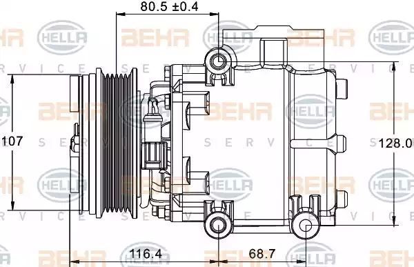 KOMPRESOR KLIMATYZACJI FORD MONDEO 2,5V 24V 00- Hella 8FK351334101