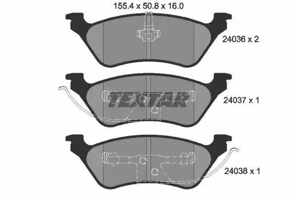Klocki hamulcowe tył Chrysler VOYAGER 00- Textar 2403601
