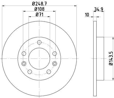 Tarcza hamulcowa tył Peugeot 308 1,0-2,0 13- 248,7x10 Textar 92269103