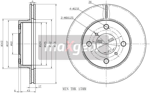 TARCZA HAMULCOWA PRZÓD SUZUKI WAGON R+ 98-00 MaXgear 19-2327