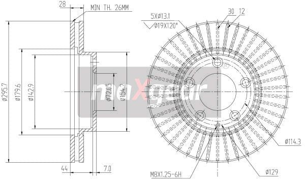 TARCZA HAMULCOWA PRZÓD MAZDA MPV 02- MaXgear 19-2387