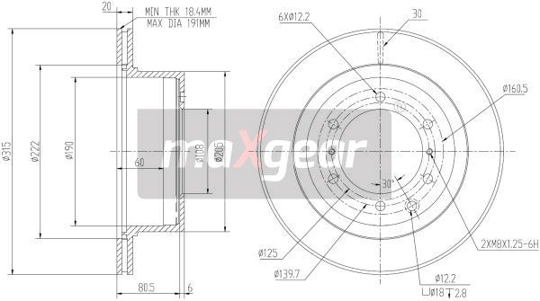 TARCZA HAMULCOWA TYŁ HYUNDAI TERACCAN 01- MaXgear 19-2438