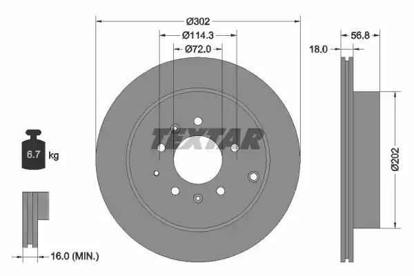Tarcza hamulcowa tył Mazda CX-7 2,3 07-  302x18 Textar 92180903