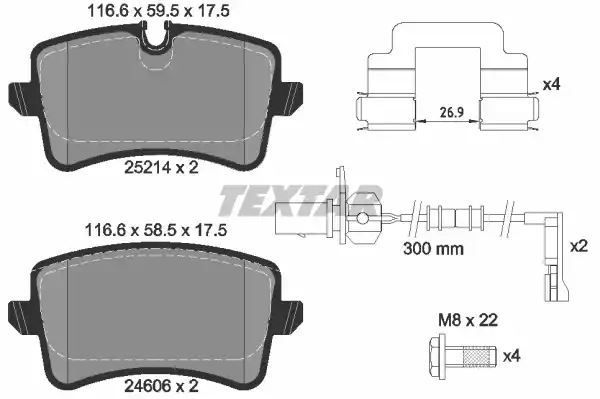 Klocki hamulcowe tył A8 09- TARCZA 356MM 2 CZUJNIKI NOWY KOD: 25214-17,5 6 5 Textar 2521401