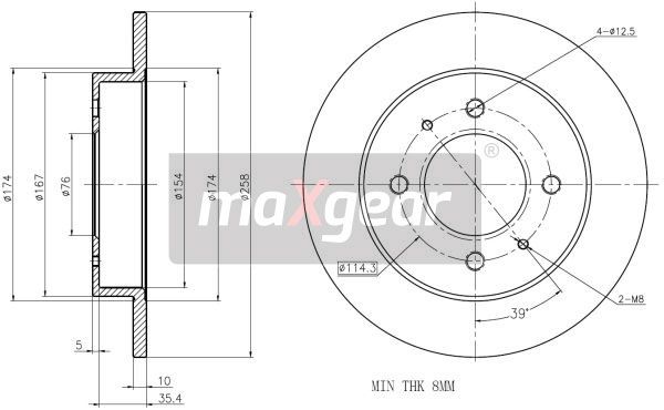 TARCZA HAMULCOWA TYŁ HYUNDAI LANTRA 95- ELANTRA 00- MaXgear 19-2442