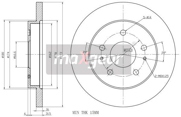 TARCZA HAMULCOWA PRZÓD DAIHATSU TERIOS 1.3-1,5 4WD 97- MaXgear 19-2460