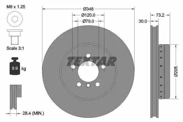 Tarcza hamulcowa przód BMW Z4 3,0 09-  KABRIOLET 348x30 WYSOKO NAWĘGLANA Textar 92266825