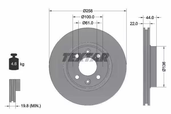 Tarcza hamulcowa przód Renault CLIO 12- Dacia LOGAN SANDERO 12- Textar 92255203