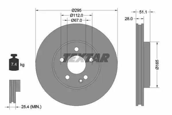 Tarcza hamulcowa przód Mercedes W176 W246 A-KLASA B-KLASA 12- Textar 92241603
