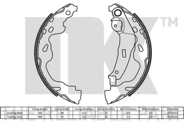 Szczęki hamulcowe Opel AGILLA 08- YARIS C1 AYGO SWIFT 05- NK Autoparts 2745705