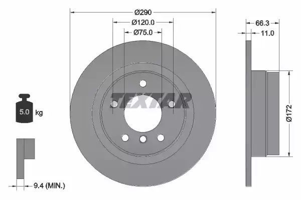 Tarcza hamulcowa tył BMW F20 10- 114-118 Textar 92261003