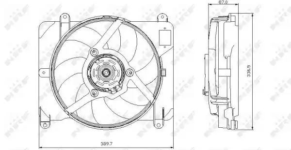 Wentylator chłodnicy Fiat PUNTO 93-99 240W  z obudową  NRF 47255