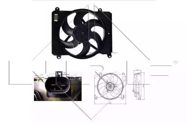 Wentylator chłodnicy Fiat PUNTO 93-99 240W  z obudową  NRF 47255