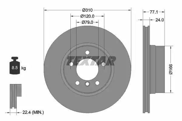 Tarcza hamulcowa przód BMW 5  E60, E61  2.0-3.0 07.03-05.10 Textar 92122505