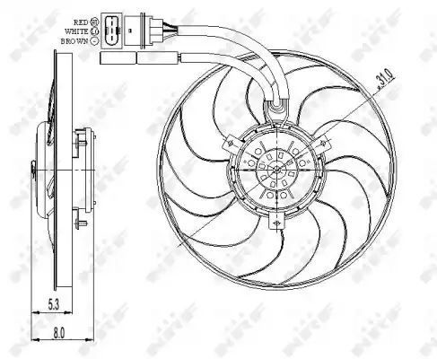 Wentylator chłodnicy VW POLO 95- Seat IBIZA 93- 200 300W  pojedynczy, BOSCH  NRF 47408