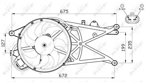 Wentylator chłodnicy Opel MERIVA 1,3 1,7D 03-10  Z RAMĄ  NRF 47489