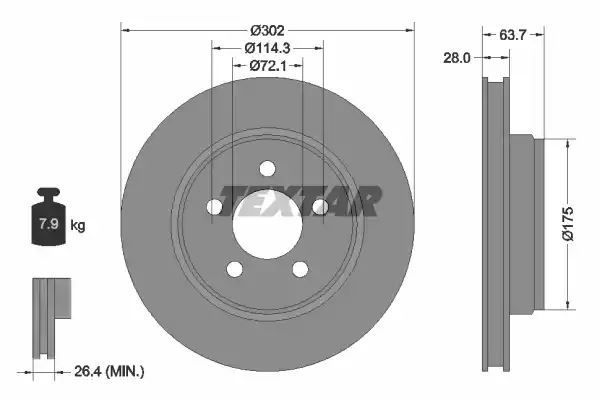 Tarcza hamulcowa JEEP CHEROKEE 08- Textar 92203303