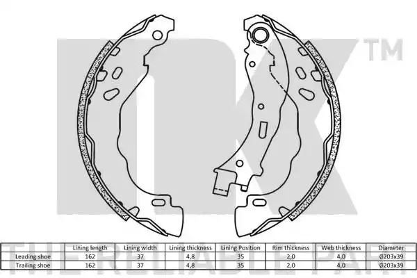 Szczęki hamulca ręcznego Citroen C3 DS3 09- NK Autoparts 2719812