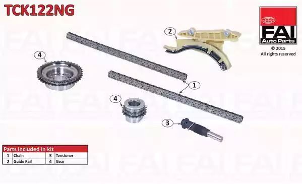 ZESTAW ŁAŃCUCHA ROZRZĄDU FORD DOHC C-MAX 07-,FOCUS 01-05/C-MAX05-07/II 05-08,GALAXY 06-. S-MAX 06-07,TOURNEO/TRANSIT CONNECT 02-08 FAI Auto Parts TCK122NG
